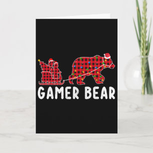 Gamer Bear Sleigh Christmas Family Matching Xmas P Card