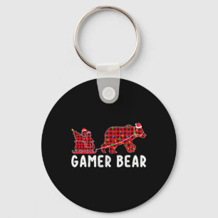 Gamer Bear Sleigh Christmas Family Matching Xmas P Key Ring