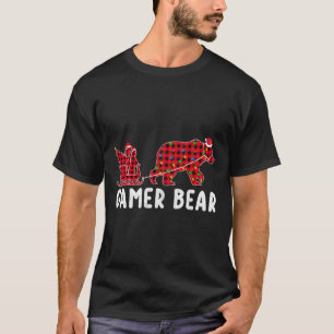 Gamer Bear Sleigh Christmas Family Matching Xmas P T-Shirt