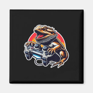 Gamer Bearded Dragon Shirt Pogona Gaming Bearded D Magnet