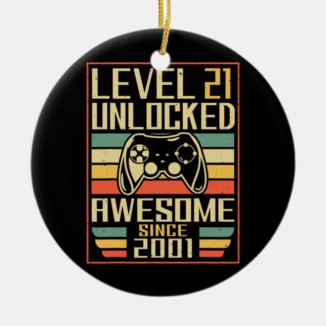 Gamer Birthday 21 Men Women Gaming Awesome Since Ceramic Ornament (Front)