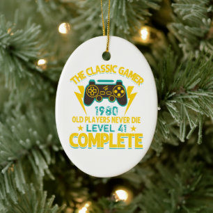 Gamer Birthday Gift Custom Year and Age, Classic Ceramic Ornament
