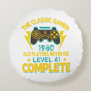 Gamer Birthday Gift Custom Year and Age, Classic Round Cushion