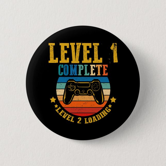 Gamer Birthday Level 1 Complete Level 2 Loading An 6 Cm Round Badge (Front)