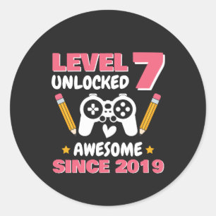 Gamer Birthday Level 7 Unlocked Since 2019 Classic Round Sticker