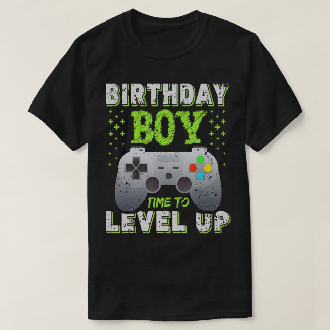 Gamer birthday shirt, Birthday Boy, Time to level  T-Shirt (Design Front)