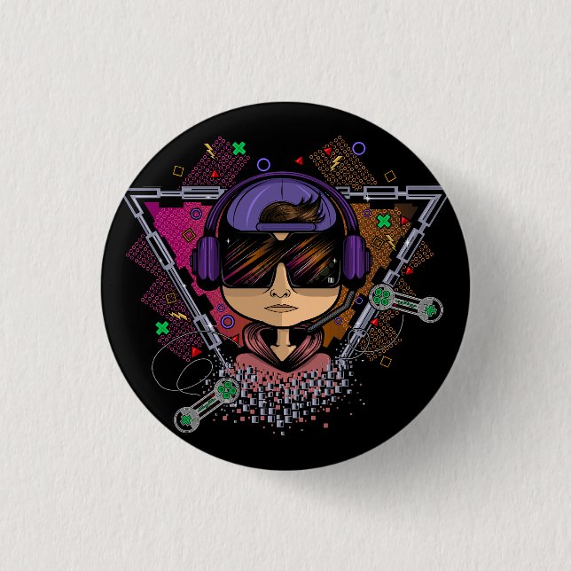 Gamer Boy 3 Cm Round Badge (Front)