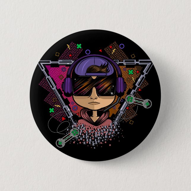 Gamer Boy 6 Cm Round Badge (Front)