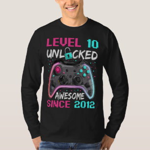 Gamer Boy Birthday  10 Years Old Awesome Since 201 T-Shirt
