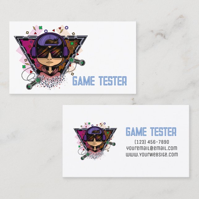 Gamer Boy Game Tester Business Card (Front/Back)