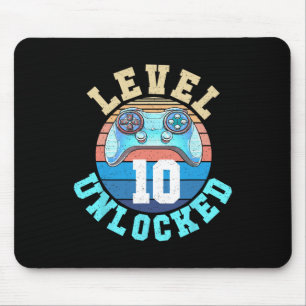 Gamer Boy Level 10 Unlocked Video Game 10th Birthd Mouse Pad