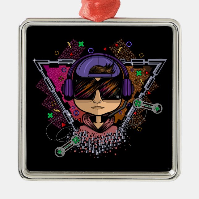 Gamer Boy Metal Ornament (Front)