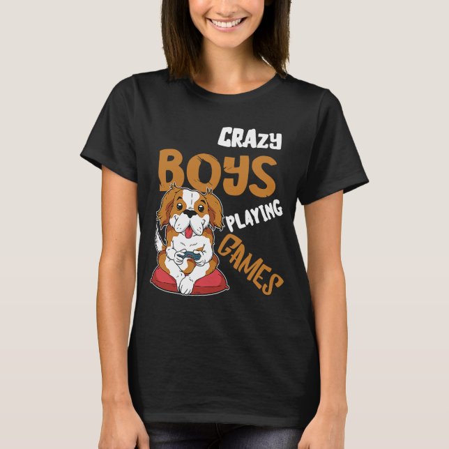 Gamer Boys Gamer Dog Consoles Player Video Game Ga T-Shirt (Front)