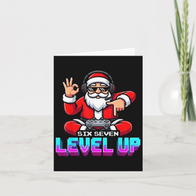 Gamer Boys Santa Video Game Christmas 67  Card (Front)