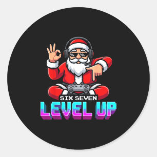 Gamer Boys Santa Video Game Christmas 67  Classic Round Sticker