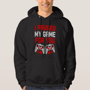 Gamer Boys Teen Valentines Day I Paused My Game Fo Hoodie