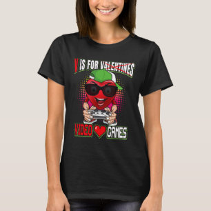 Gamer Boys Teen Valentines Day V Is For Video Game T-Shirt