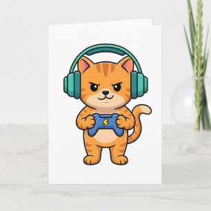 Gamer Bruh cat Video Games Gift for Boys Teen Men  Card
