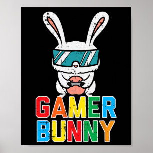 Gamer Bunny Cute Easter Video Game Gaming Boys Kid Poster