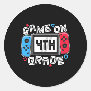 Gamer Byck To School Fun Game On 4th Grade Kids Bo Classic Round Sticker