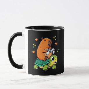Gamer Capybara Riding a Turtle Kawaii Animal  Mug