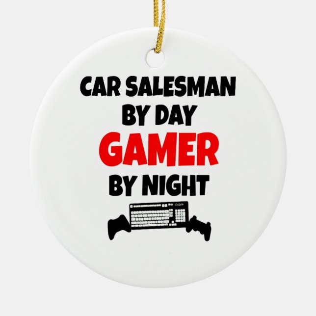 Gamer Car Salesman Ceramic Ornament (Front)