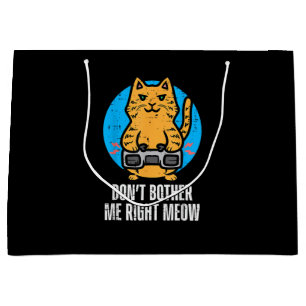 Gamer Cat Dont Bother Me Meow Funny Gaming Men Boy Large Gift Bag