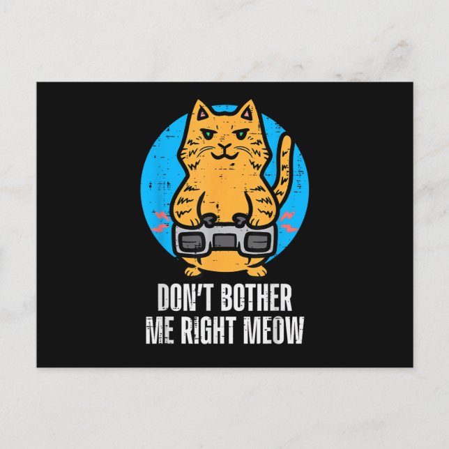 Gamer Cat Dont Bother Me Meow Funny Gaming Men Boy Postcard (Front)