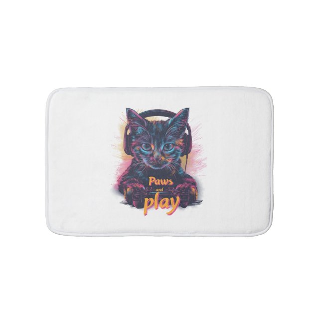 Gamer Cat Level Up Bath Mat (Front)