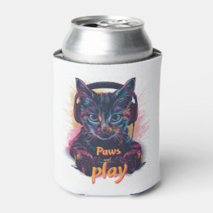 Gamer Cat Level Up Can Cooler