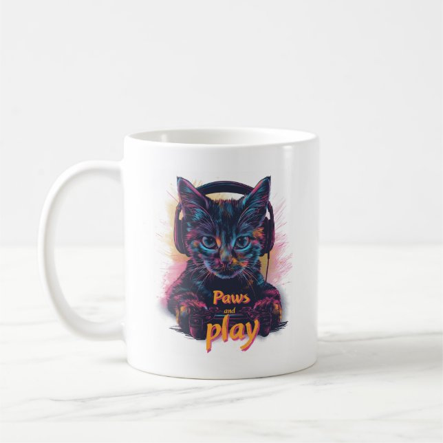Gamer Cat Level Up Coffee Mug (Left)