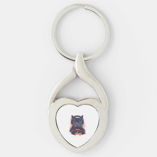 Gamer Cat Level Up Key Ring (Front)
