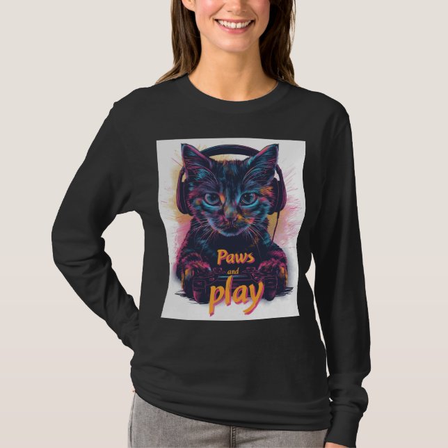 Gamer Cat Level Up T-Shirt (Front)