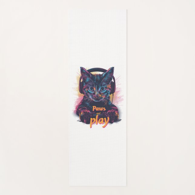 Gamer Cat Level Up Yoga Mat (Front)