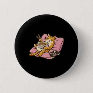Gamer Cat Ramen Kawaii Gaming Japanese Women Girls 6 Cm Round Badge