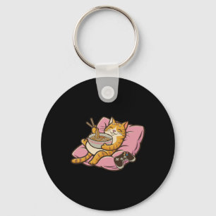 Gamer Cat Ramen Kawaii Gaming Japanese Women Girls Key Ring