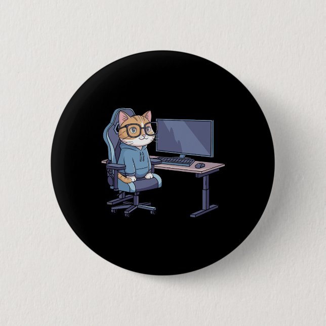 Gamer Cat Squad Funny Meme 1  6 Cm Round Badge (Front)