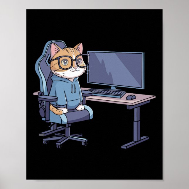 Gamer Cat Squad Funny Meme 1  Poster (Front)