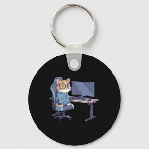 Gamer Cat Squad Funny Meme Key Ring