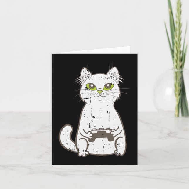 Gamer Cat Video Game Controller Cute Gaming Geek G Card (Front)
