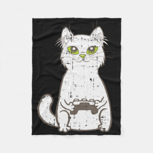 Gamer Cat Video Game Controller Cute Gaming Geek G Fleece Blanket