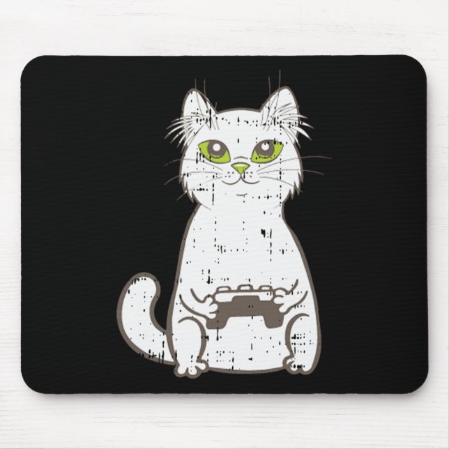 Gamer Cat Video Game Controller Cute Gaming Geek G Mouse Pad (Front)