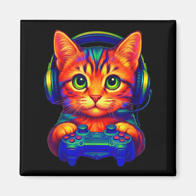 Gamer Cat Video Games Boys Teen Men Girls Funny Ca Magnet (Front)