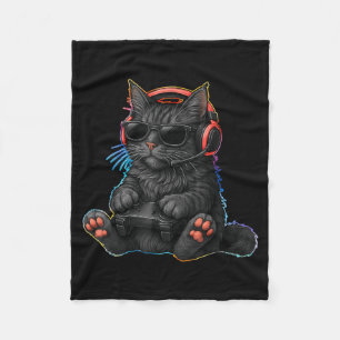 Gamer Cat Video Games Boys Teen Men Girls Funny Ga Fleece Blanket