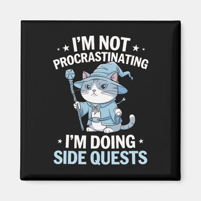 Gamer Cats Side Quest Procrastinating Nerdy Tablet Magnet (Front)