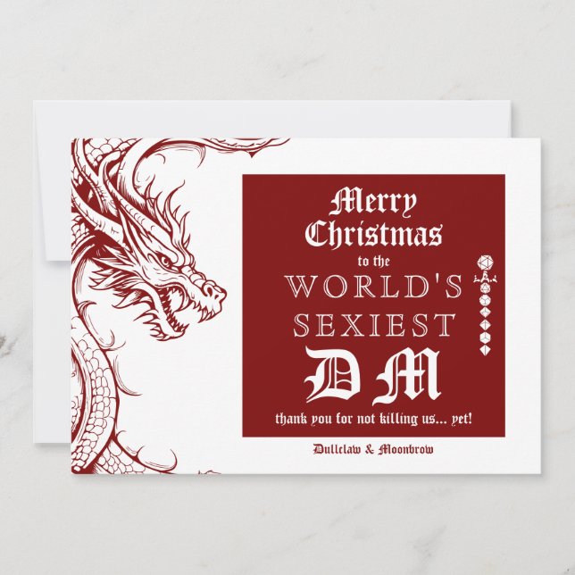 Gamer Celtic Dragon DND RPG DM Christmas  Holiday Card (Front)