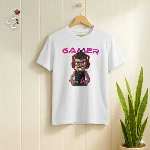 Gamer Character Cartoon Style Gaming Graphic T-Shirt