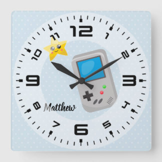 Gamer - choose background colour square wall clock