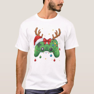 Gamer Christmas Controller Reindeer Antlers T-Shirt