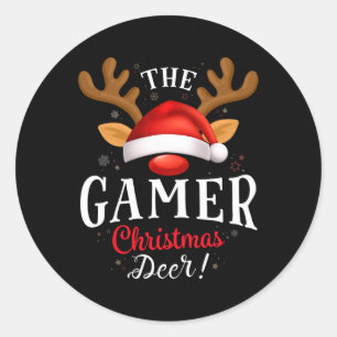 Gamer Christmas Deer Pjs Xmas Family Matching Classic Round Sticker